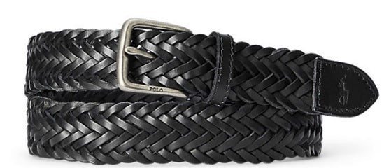 Ralph Lauren Narrow Braid Leather Belt | Black