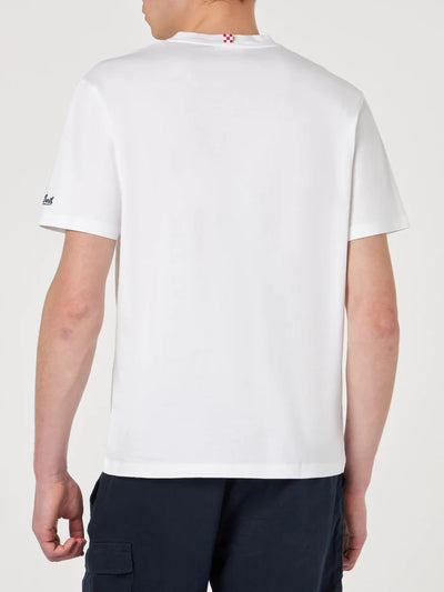 MC2 Saint Barth Cotton T-shirt with Saint Barth Vespa Friend Print | White