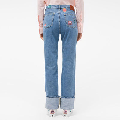 Paul Smith Women's Jeans Paul Smith Jeans Straight-Leg Turn-Up With Embroidered Patches | JEANS