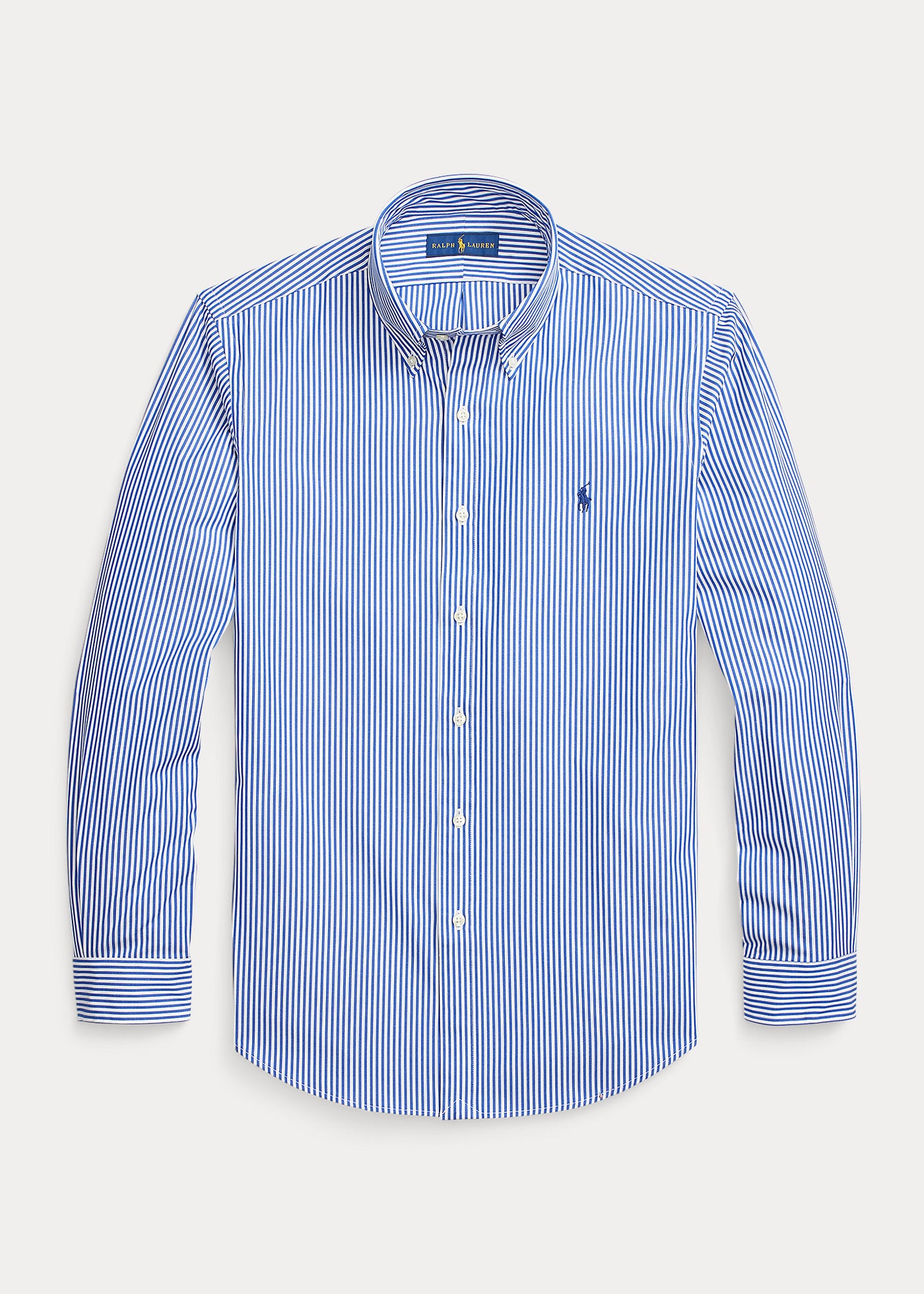 Ralph Lauren Custom Fit Striped Stretch Poplin Shirt | Blue/Bengal