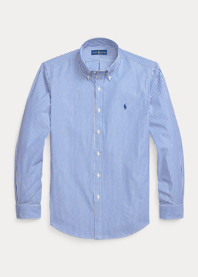 Ralph Lauren Custom Fit Striped Stretch Poplin Shirt | Blue/Bengal