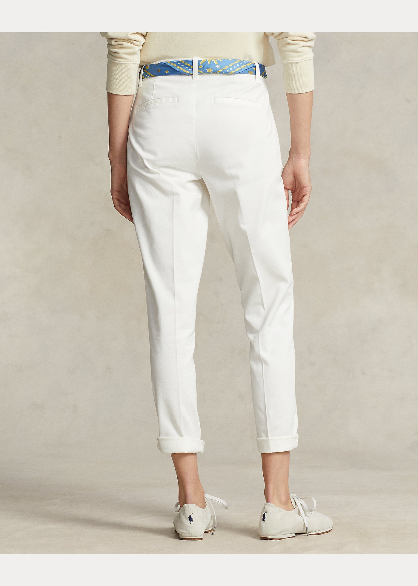 Ralph Lauren Cropped Slim Fit Twill Chino Trouser | Warm White