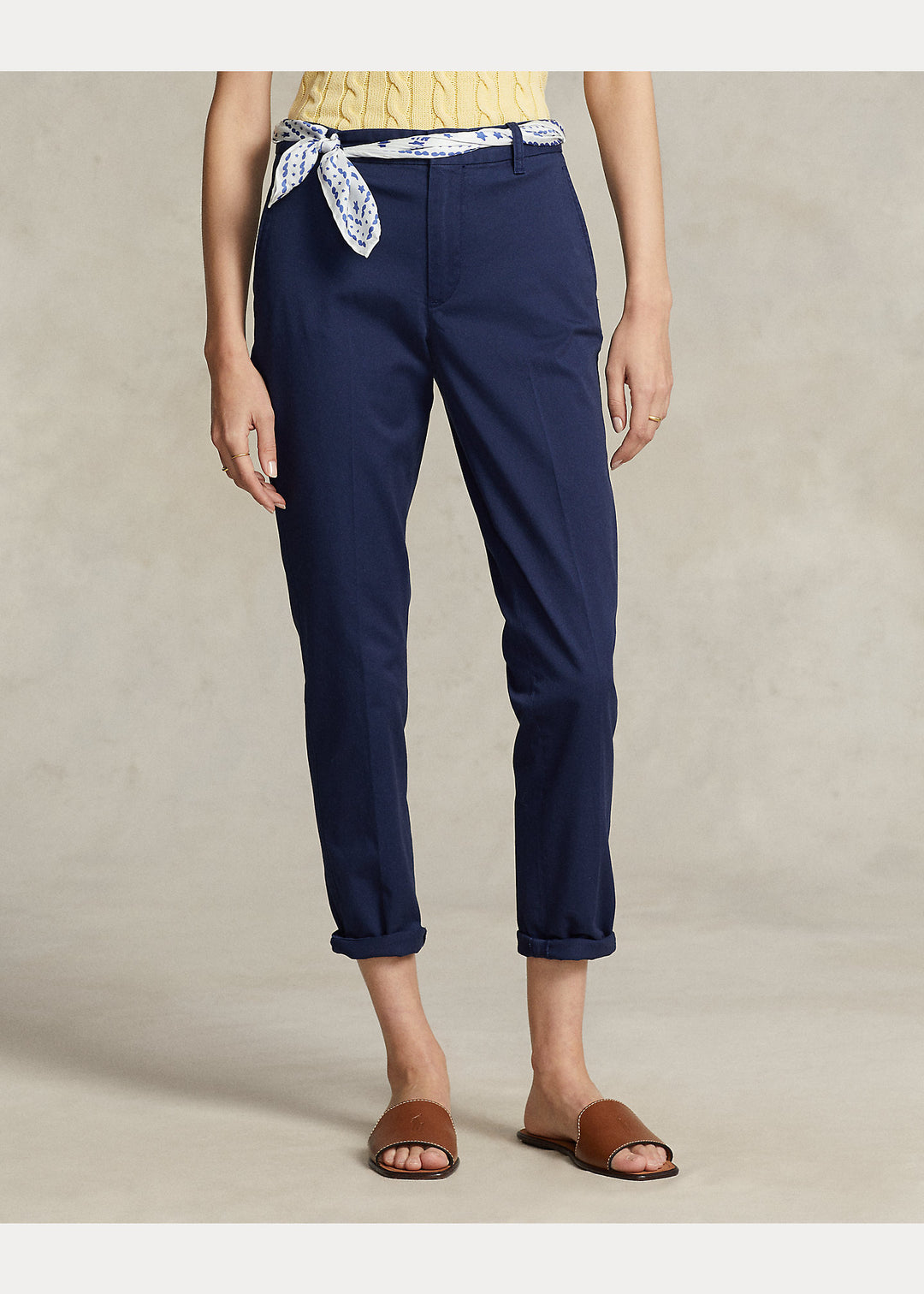 Ralph Lauren Cropped Slim Fit Twill Chino Trouser | Newport Navy